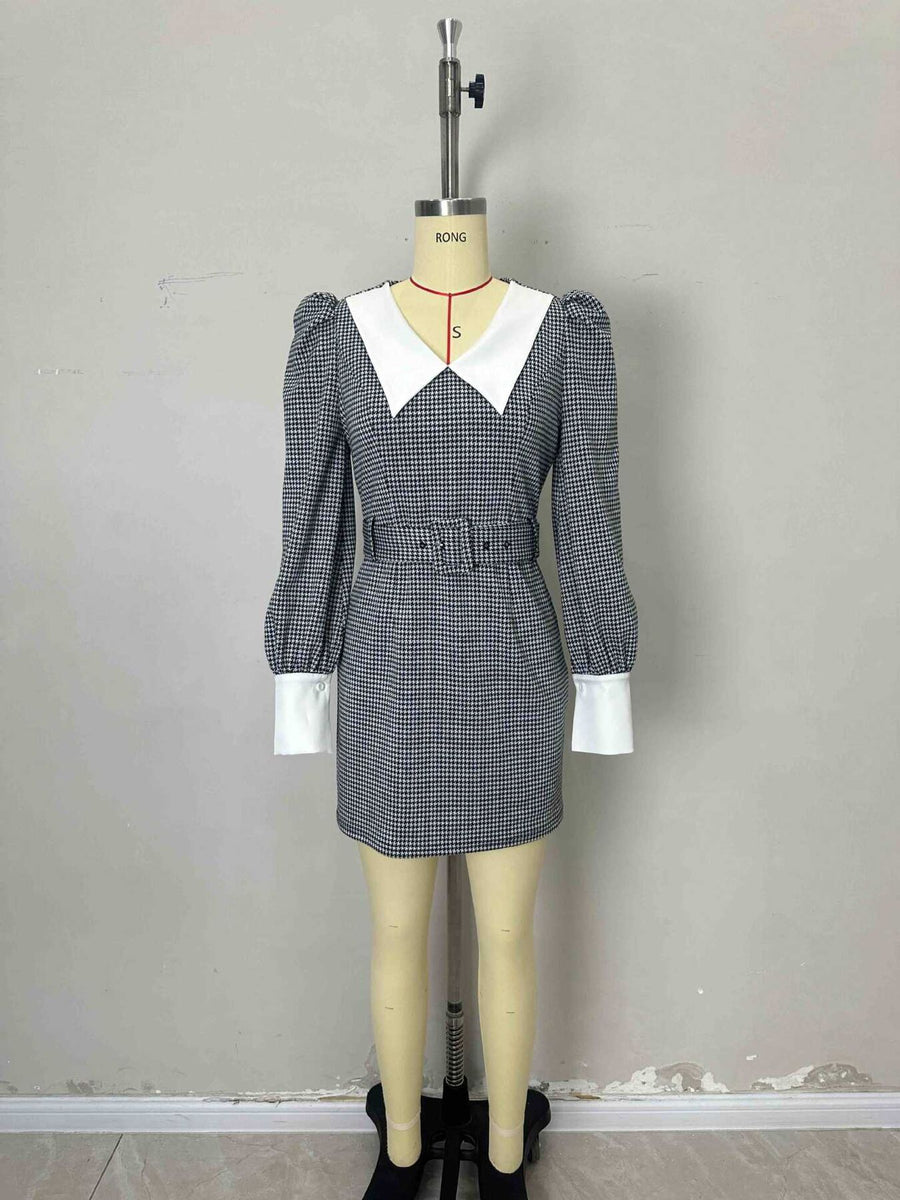 black mini dress with mini and back-zip