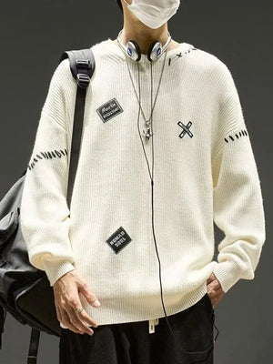 Black Men's Dropped Shoulder Long Sleeve Sweater