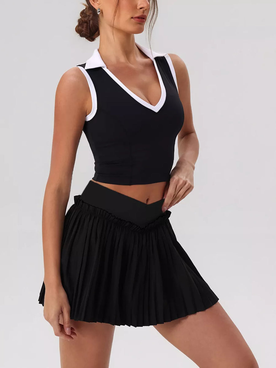 Blush Pink fitted activewear with v-neck