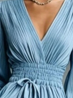 maxi dress featuring striped in Sky Blue with 100% polyester Care instructions: Machine wash cold texture