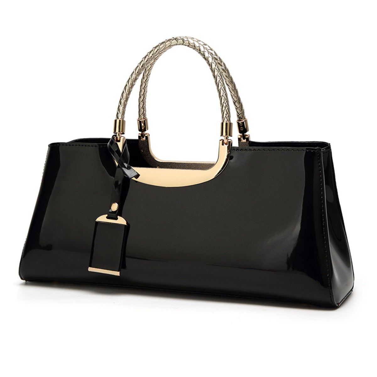 Patent Leather Medium Top Handle Handbag in Pink with top handle
