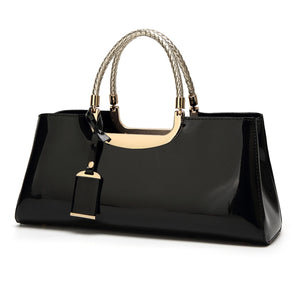 Patent Leather Medium Top Handle Handbag in Pink with top handle