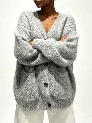 100% polyester Care instructions: Machine wash cold cardigan in Light Gray with oversized silhouette
