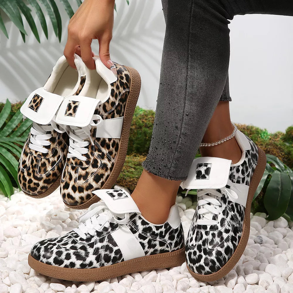 black sneakers with leopard-print and not applicable