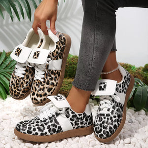 black sneakers with leopard-print and not applicable