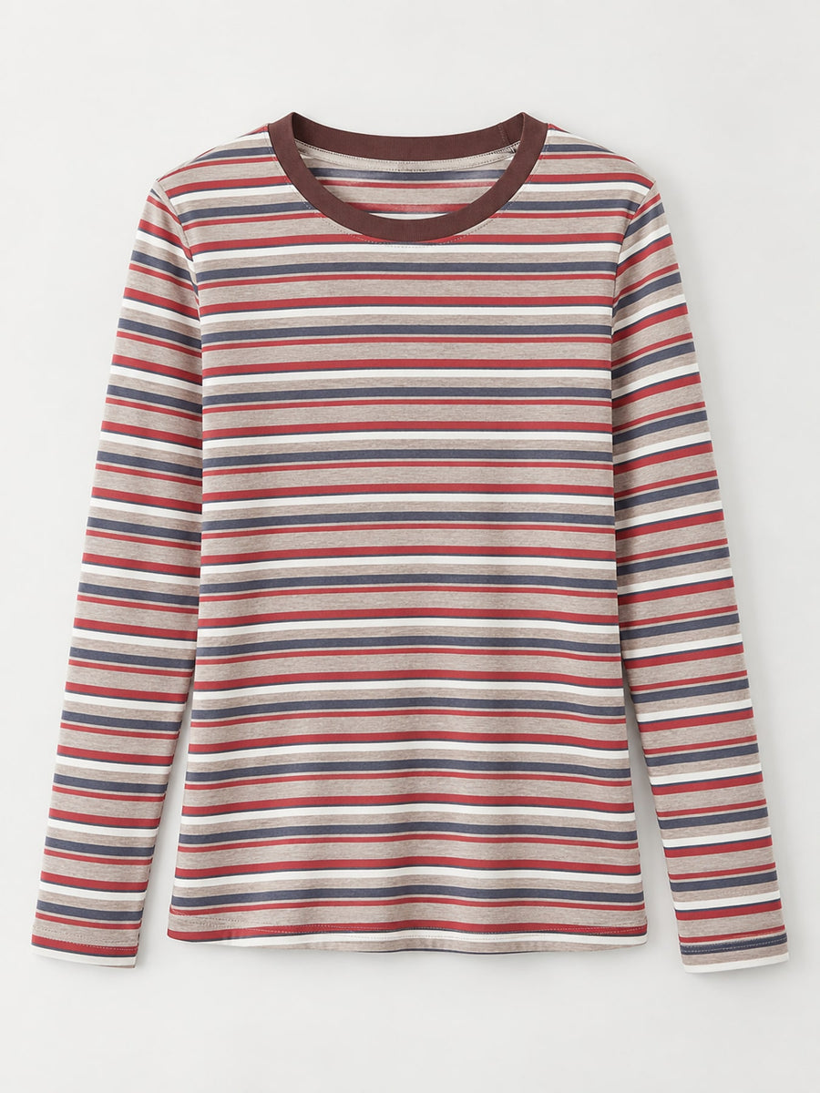 classic t-shirt in Green - Striped with crew neck