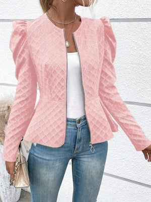 Puff Sleeve Textured Jacquard Jacket option 7