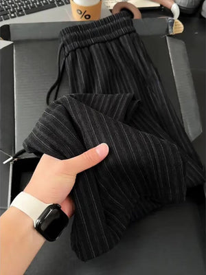 wide-leg pants featuring striped in Black with 95%polyester,5%spandex Care instructions: Machine wash cold texture