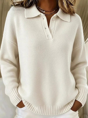 Navy Blue relaxed pullover sweater with collared