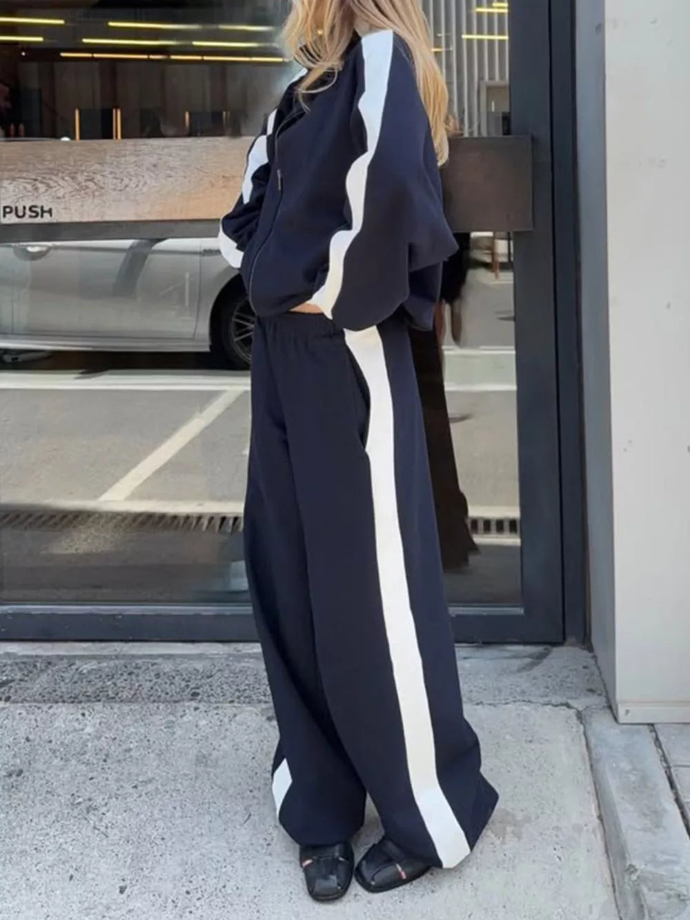 Zip Up Long Sleeve Outerwear And Pants Set option 15