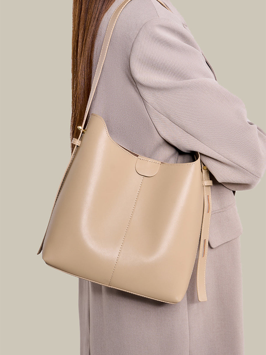 PU Leather Imported Size &amp handbag in Brown with soft structured silhouette