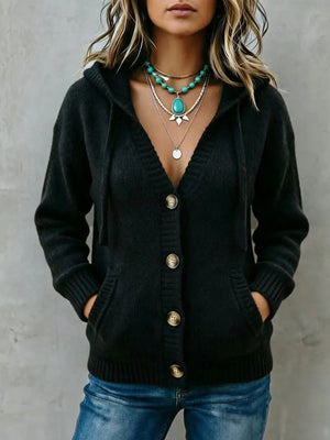 Pink cardigan with drawstring and long sleeve