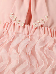 Toddler underwear set in burgundy, pink, or beige with bowknot detail and skirt.