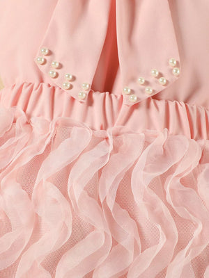 Toddler underwear set in burgundy, pink, or beige with bowknot detail and skirt.