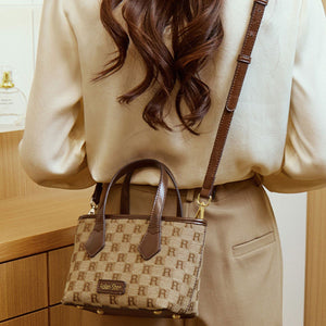 crossbody bag featuring monogram in dark brown with PU Leather Imported Size &amp texture