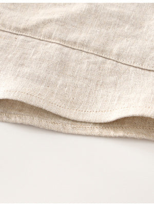 White button-down shirt with hip-length and button-front