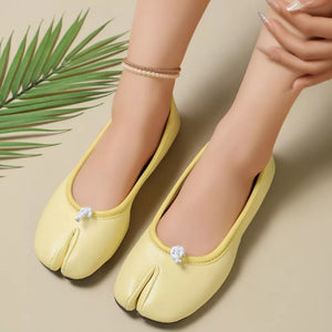 Split-toe Slip-ons in Silver with split-toe