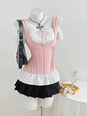 Pink Cold Shoulder Ruched Top
