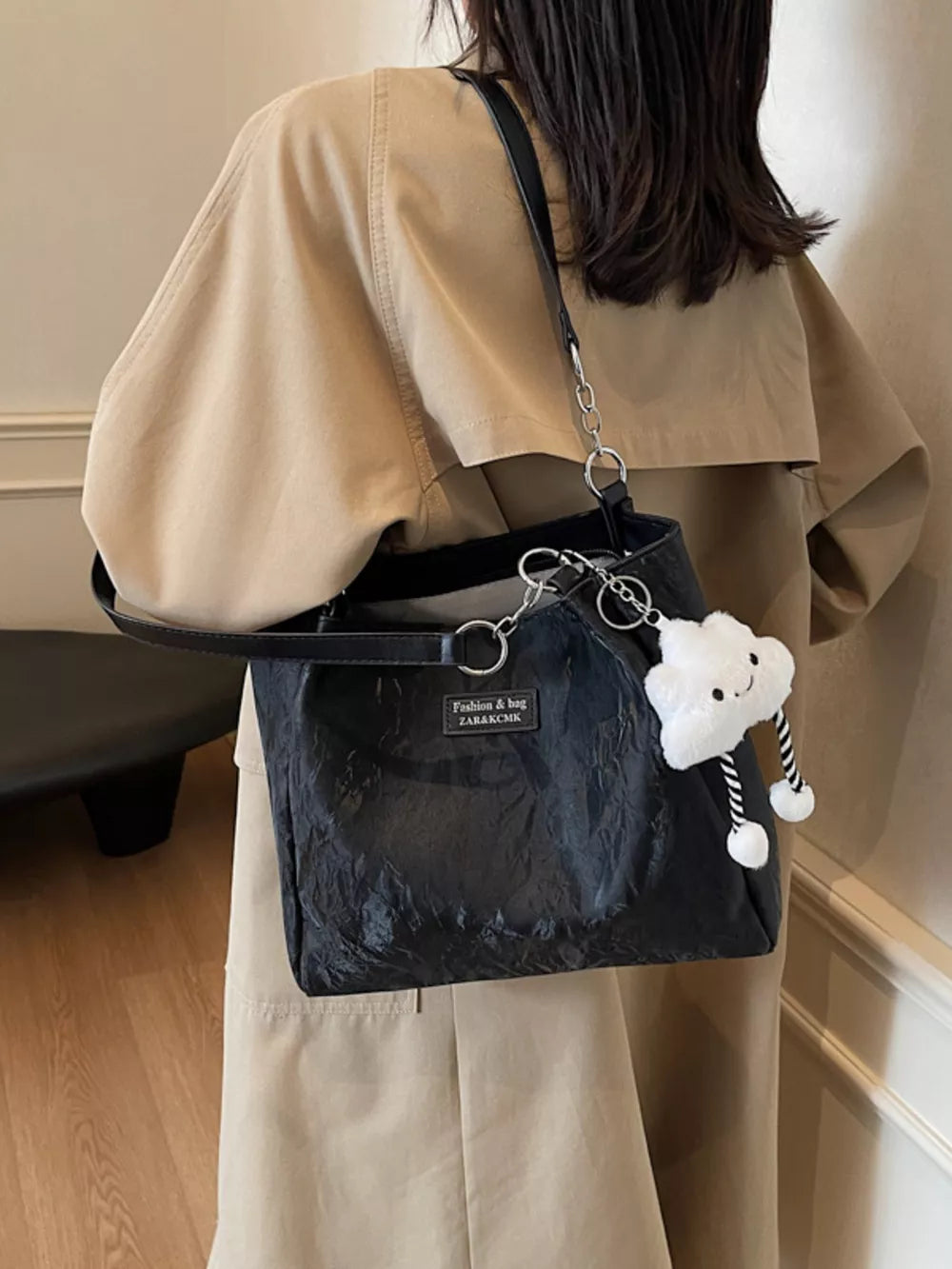 Black Pu Leather Shoulder Bag