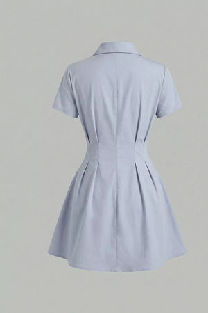 Button Up Short Sleeve Shirt Dress option 5