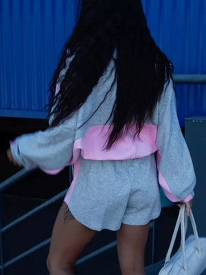 Zip-up Mini Long-sleeve Jacket in Light Gray