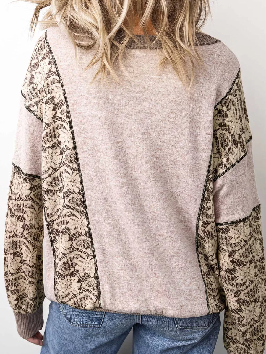 75% viscose, 20% polyester, 5% elastane Care instructions: Machine wash cold blouse in dark brown with relaxed silhouette
