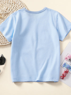 Light blue cotton crew neck short-sleeve tee with a blank front and back.