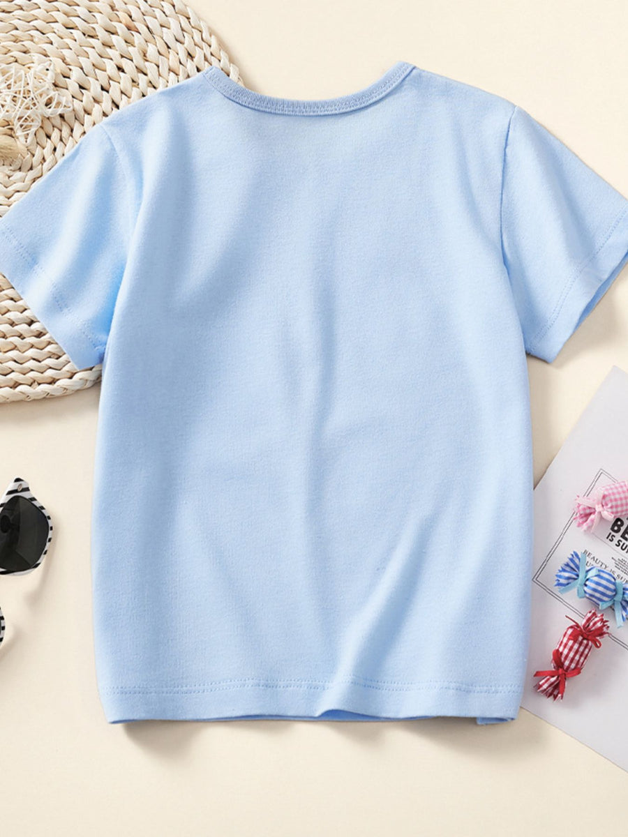 Light blue cotton crew neck short-sleeve tee with a blank front and back.