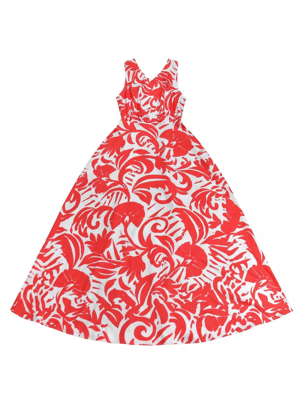 scarlet red maxi dress with split and sleeveless