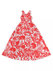 scarlet red maxi dress with split and sleeveless