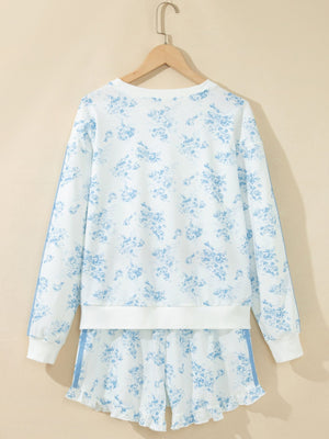 romantic lounge set in light blue with crew neck