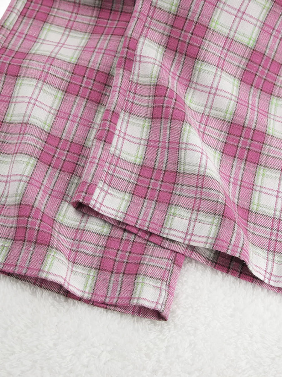 pink pajama set with button cuffs and long sleeve