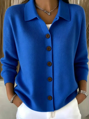 White Button-up Long Sleeve Cardigan