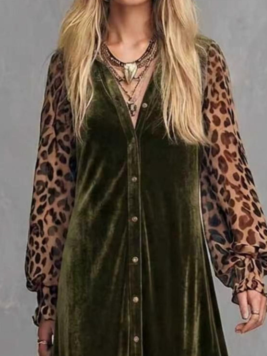 boho maxi dress in Brown with collared