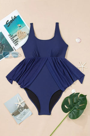 one-piece swimsuit featuring leopard-print in tan with 100% polyester Care instructions: Machine wash cold texture