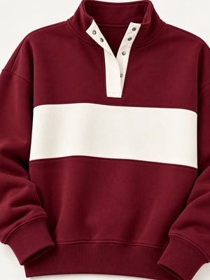 Tan relaxed sweatshirt with mock neck