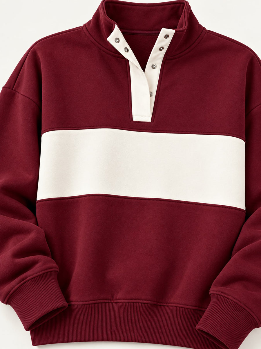 Tan relaxed sweatshirt with mock neck