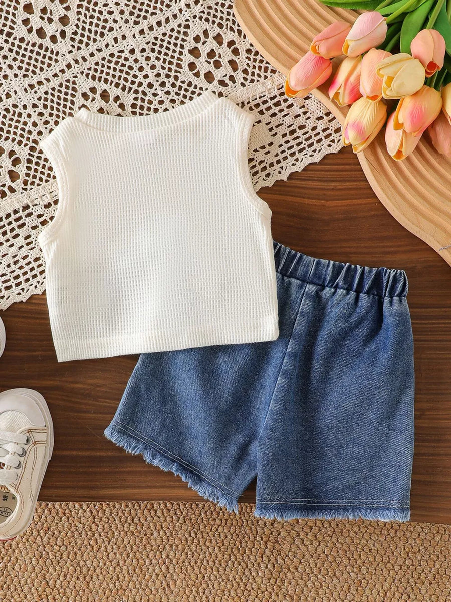 Children's Bow Tank And Denim Shorts Set option 5