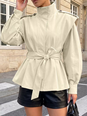 classic trench coat in black with collared