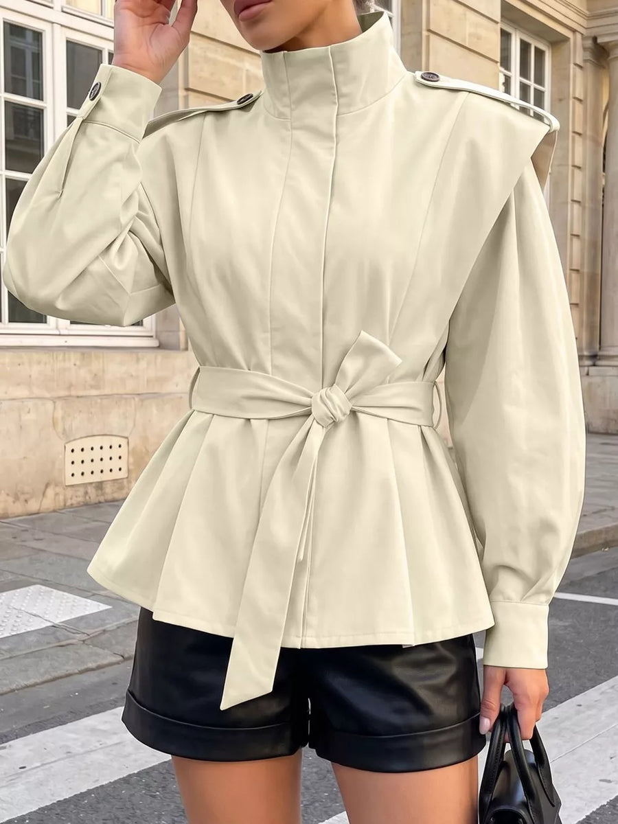 classic trench coat in black with collared