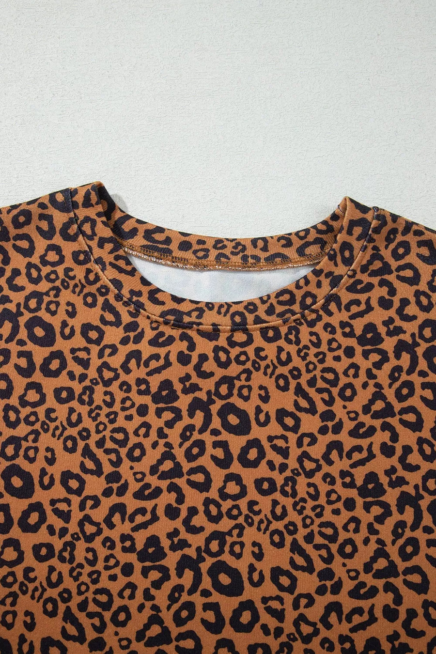 pajama set in Brown with leopard-print and drawstring