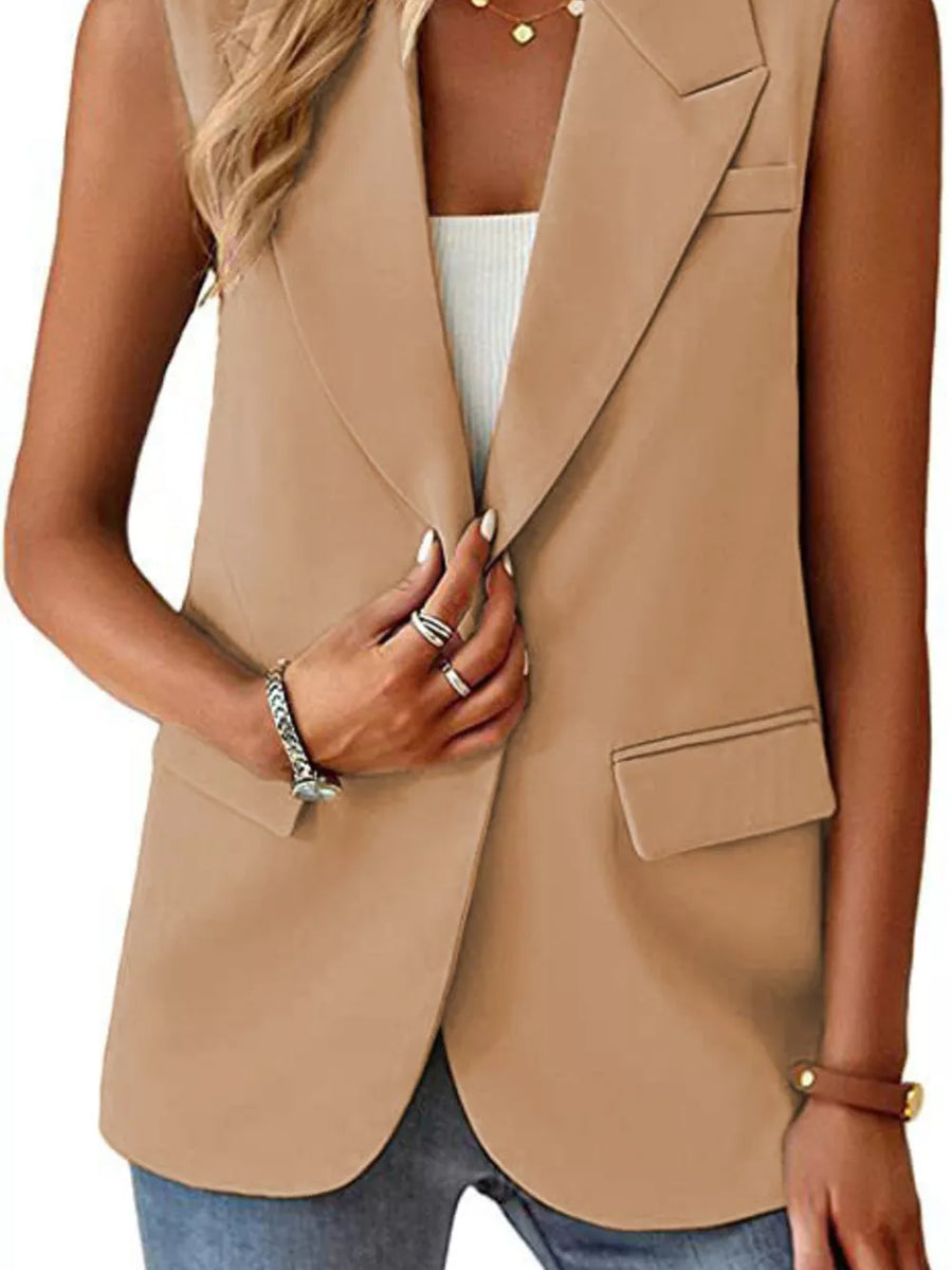 royal blue straight vest with notch lapel