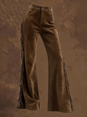 100% polyester Care instructions: Machine wash cold wide-leg pants in camel with flared silhouette