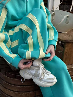 athleisure lounge set in Yellow with mock neck