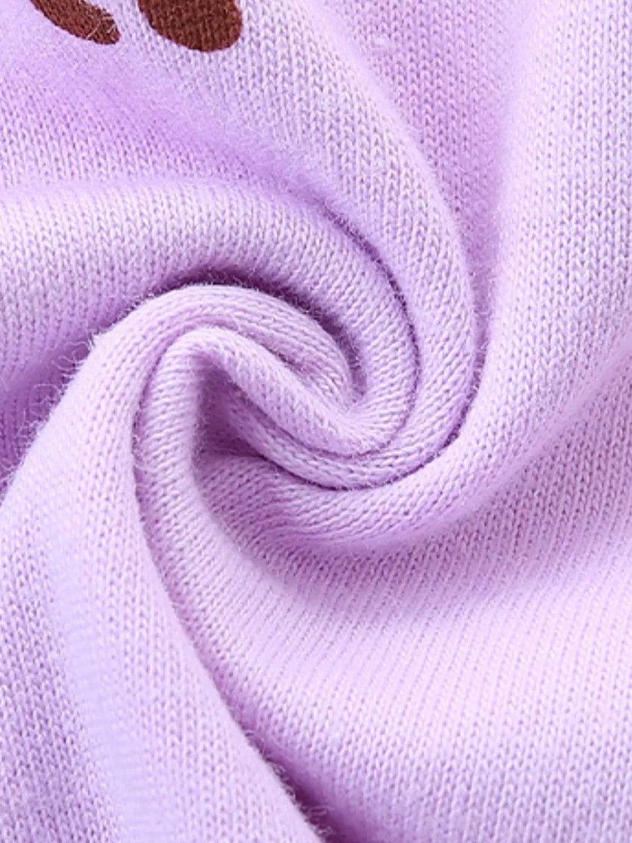 Lilac cotton toddler t-shirt with a dessert print detail.