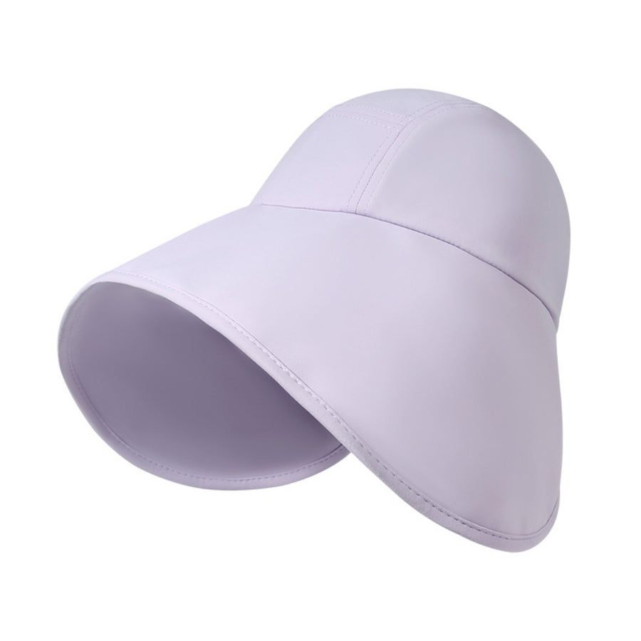Purple wide brim sun hat with a flexible brim for UV protection.