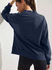 dark brown oversized sweatshirt with mock neck
