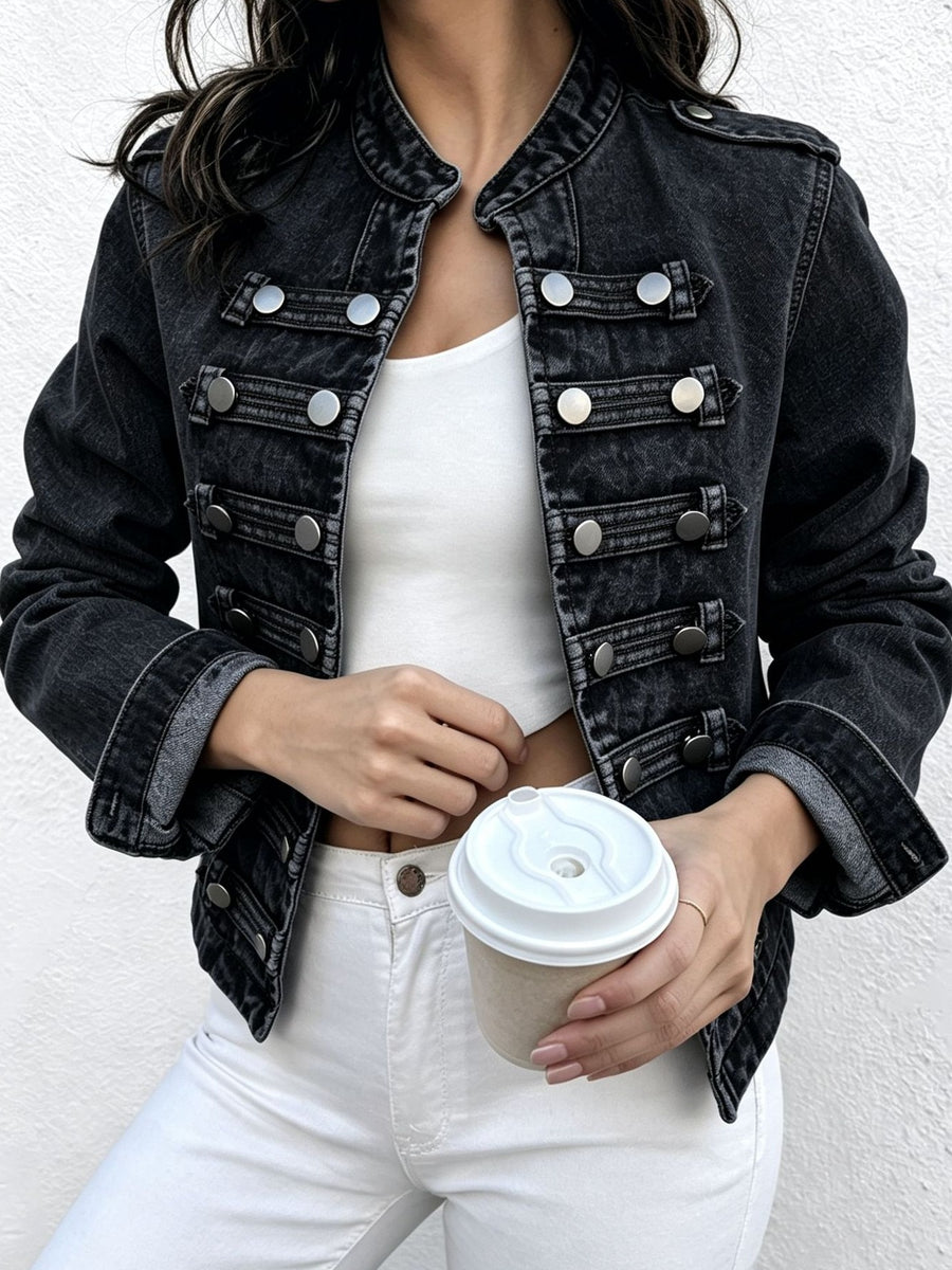 denim jacket in brown