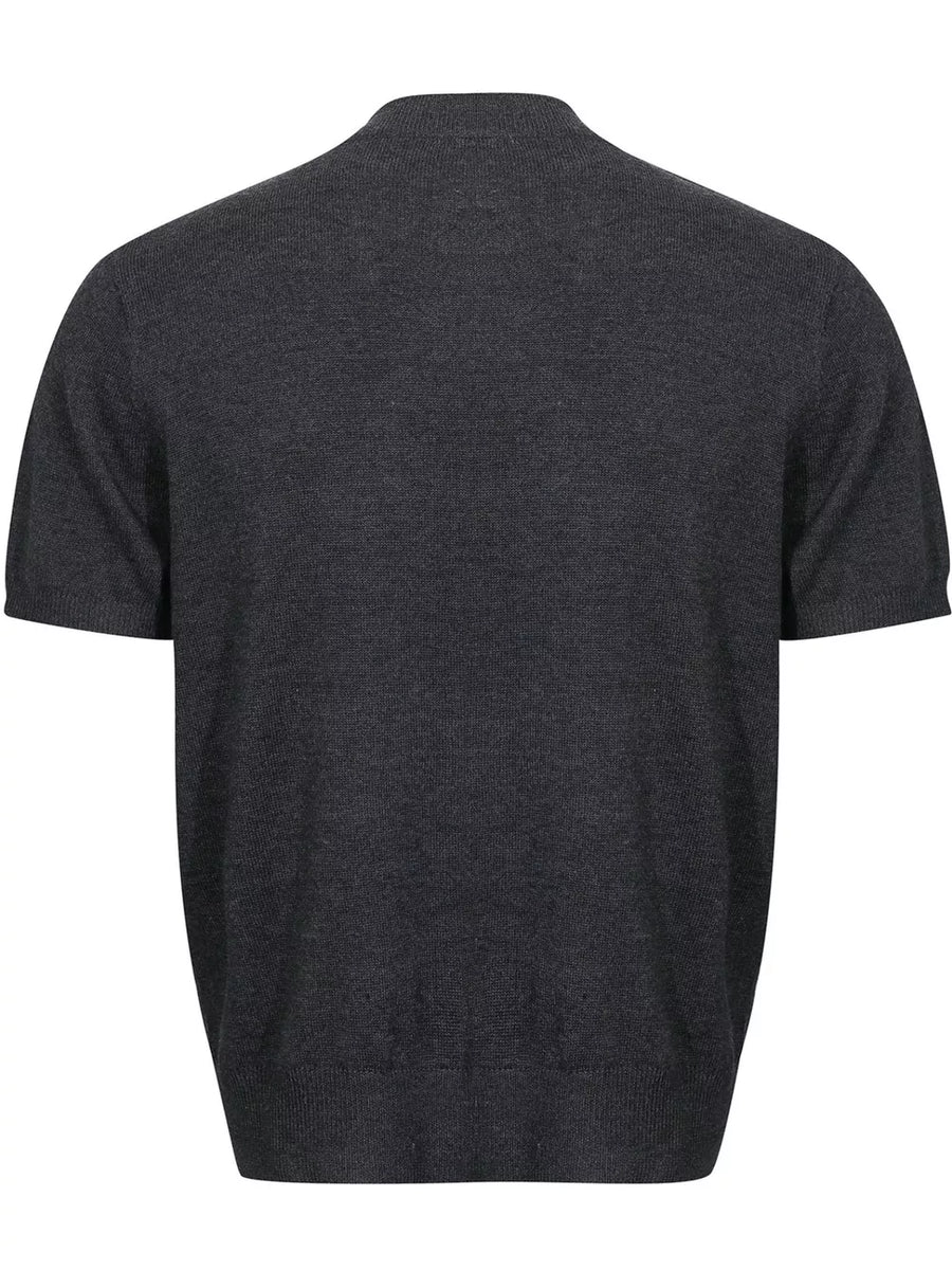 Black Men's Mock Neck Short Sleeve Knit Top