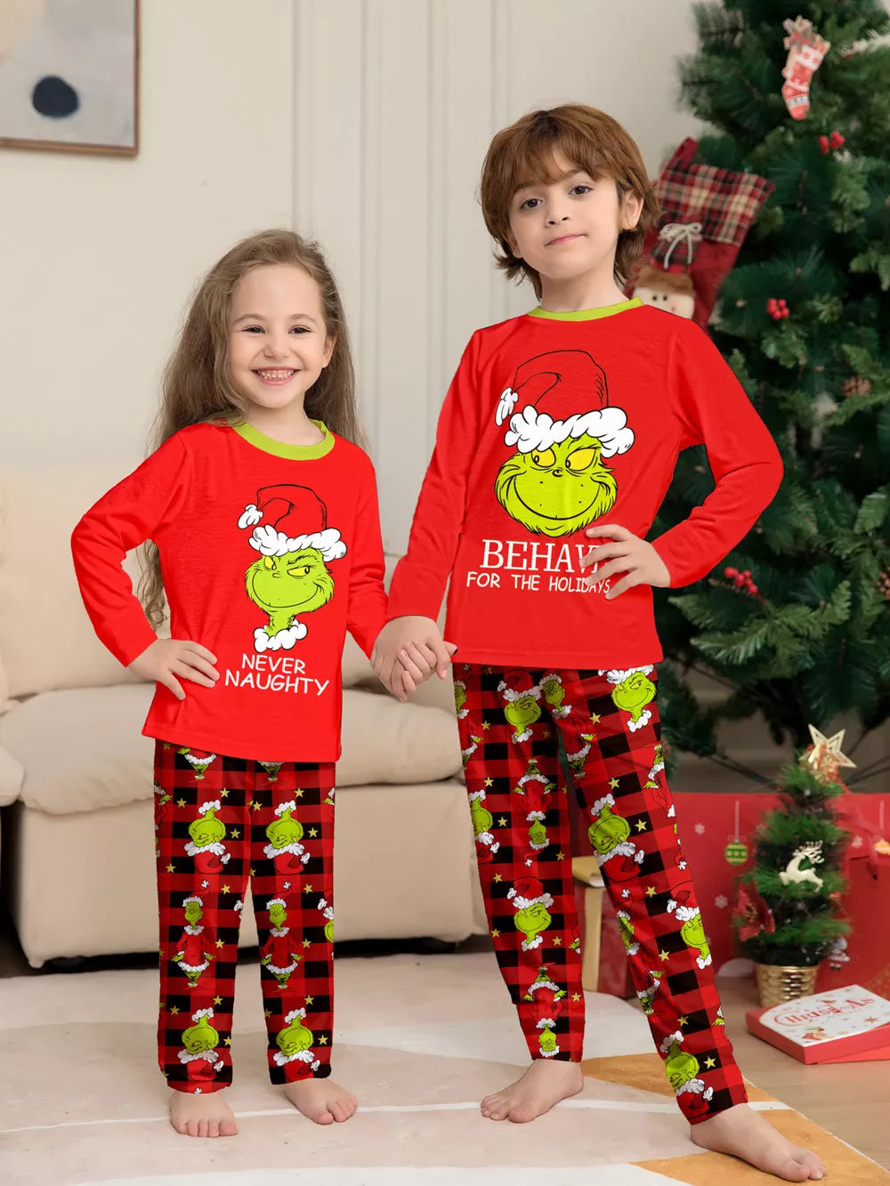 lime green regular pajama set with crew neck